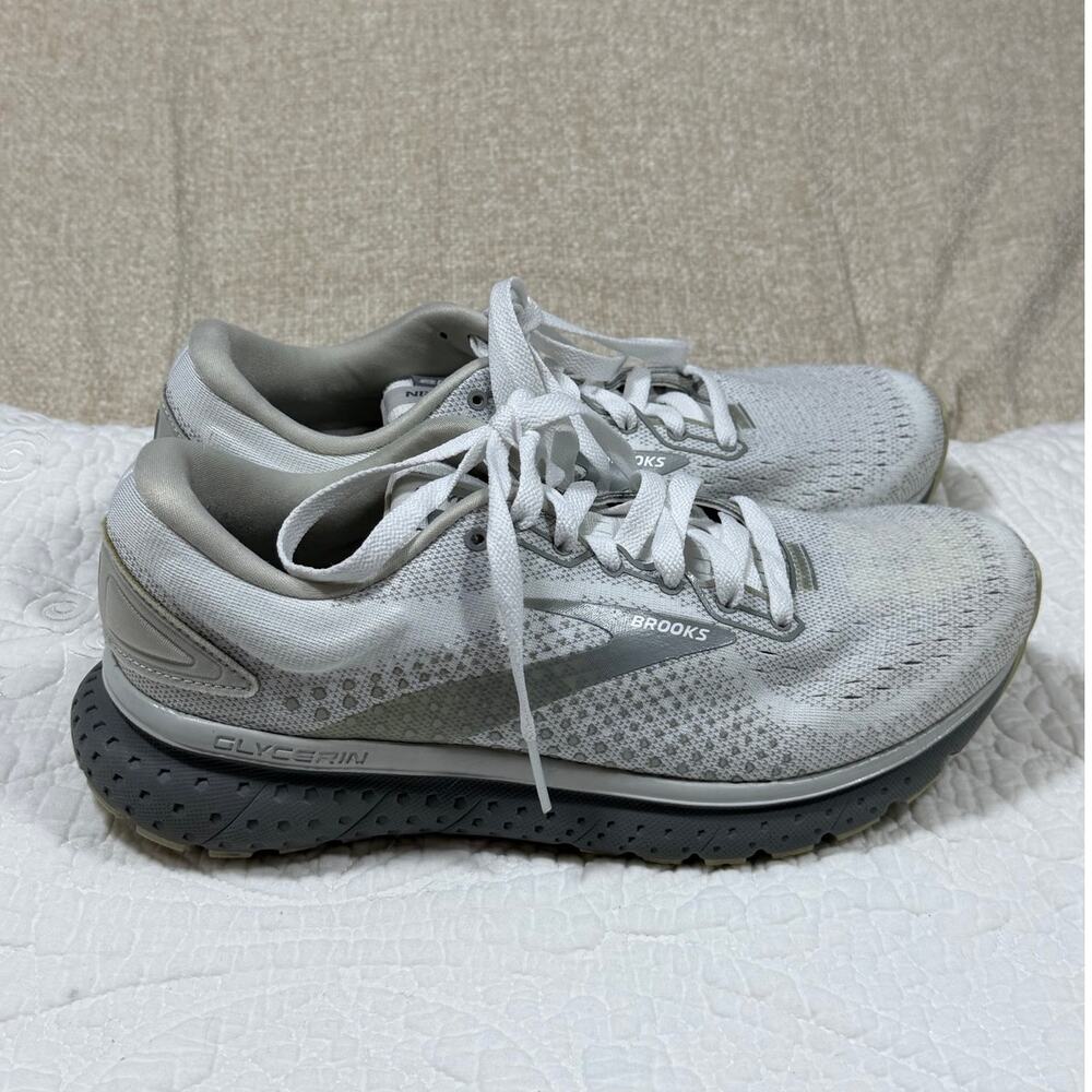 Brooks Women's 8W White Gray Glycerin 18 Lace Up Running Shoes Cushion Support - Picture 10 of 10